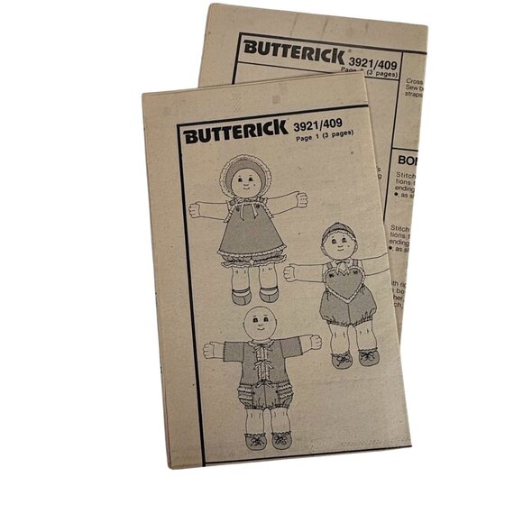 Butterick 3921 Cabbage Patch Kids Doll Preemie Clothes Sewing Pattern Romper Hat - Picture 4 of 6